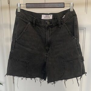 Ardene Washed Black High-Rise Cargo Denim Shorts
